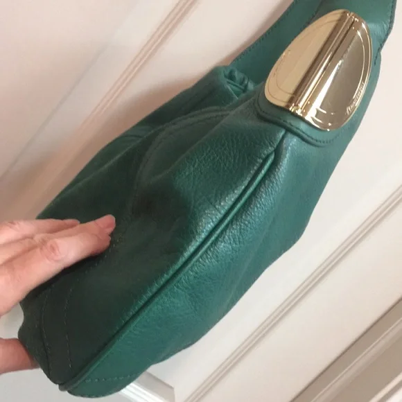 NWOT B.Makowski Leather & Suede Emerald Shoulder Bag - Picture 5 of 10
